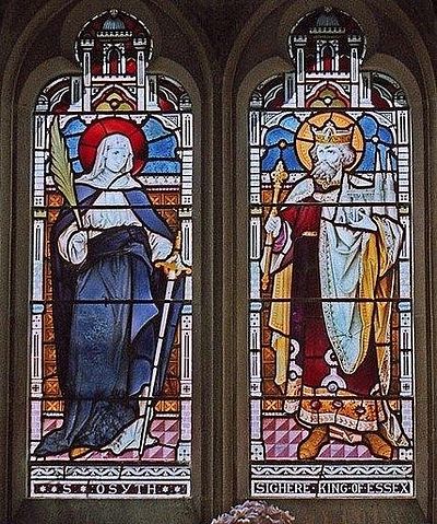 St.Osyth and King Sighere: window in St.Osyth’s Chapel, St.Osyth’s Priory