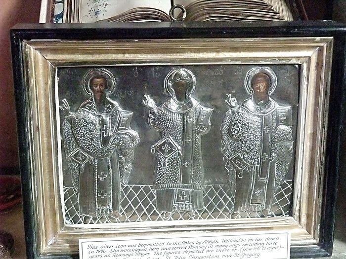 The silver icon of the Three Holy Hierarchs at Romsey Abbey, Hants (provided by Mrs Elizabeth Hallett, Romsey Abbey)