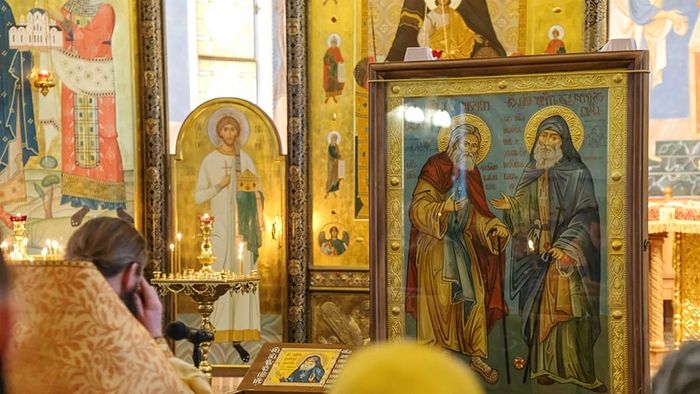 В Петербурге пребывает чудотворный образ преподобного Гавриила (Ургебадзе) и Серафима Саровского