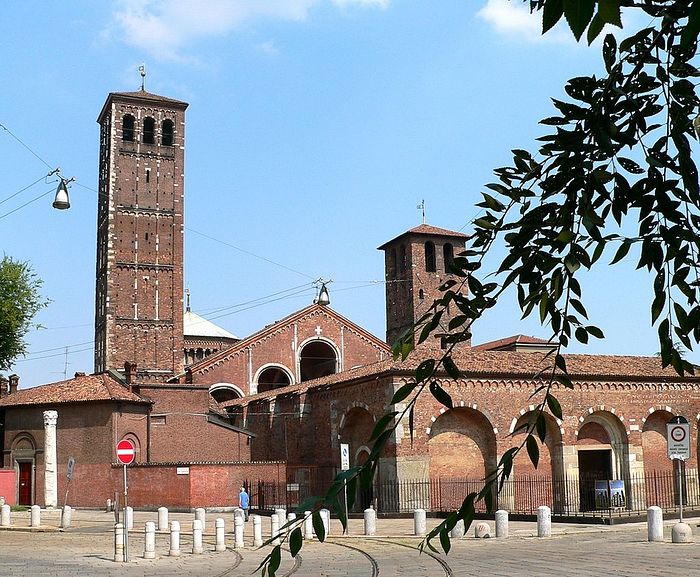 The Basilica of St. Ambrose of Milan, built in 379-386 by St. Ambrose on the place of the burial of early Christian martyrs