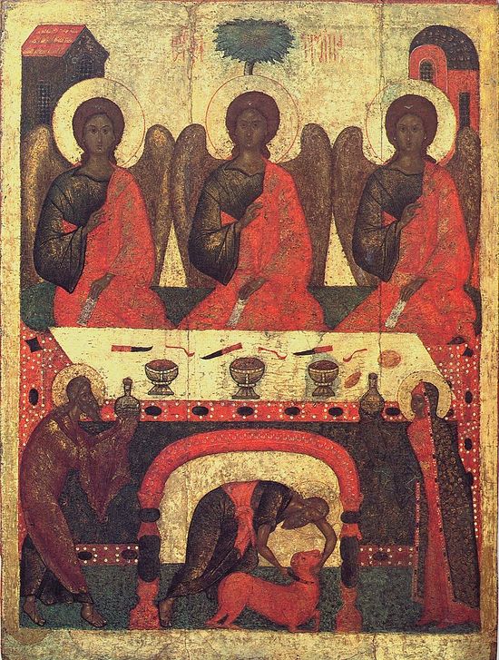 The Hospitality of Abraham (The Holy Trinity), Pskov, late ffteenth–early sixteenth century. State Tretyakov Gallery, Moscow.