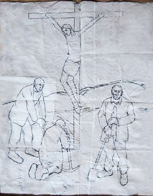 Рисунок к картине «Видение Христа на зоне», 1990