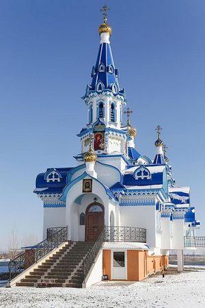 Восстановленный на месте сгоревшего храм Казанской иконы Божией Матери в Ильинке