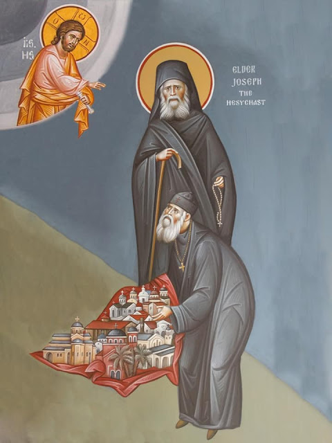 St. Joseph the Hesychast with his disciple Elder Ephraim, holding the monasteries he established in North America. Photo: Twitter