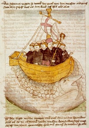 St. Brendan with a whale (from a fifteenth-century manuscript)