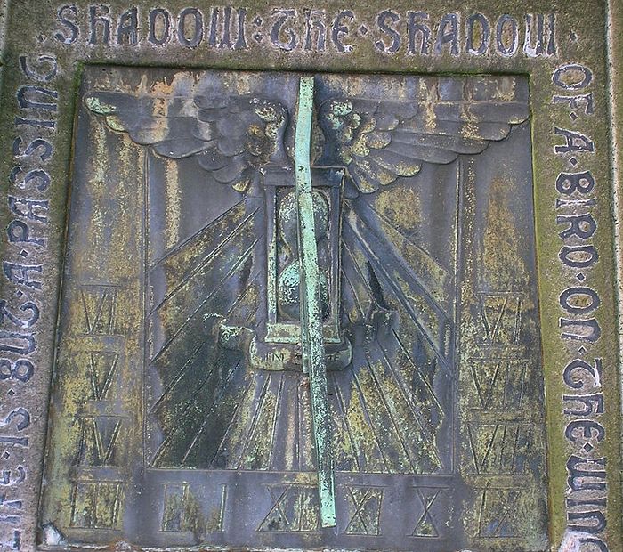 The sundial at a gravestone of the Kilbirnie Old Kirk (Church), Scotland