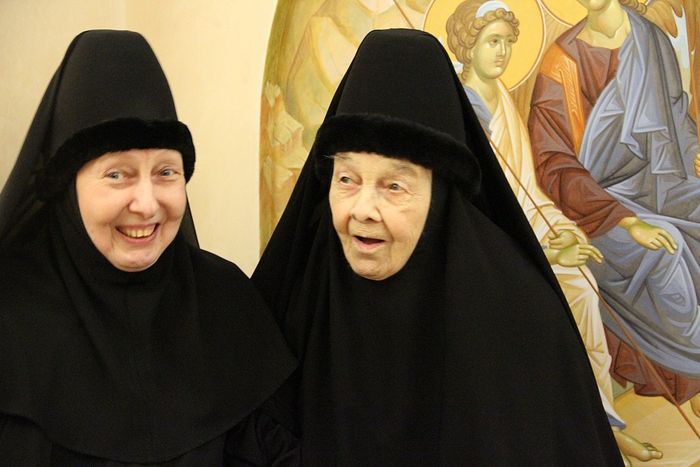 With her daughter, a nun