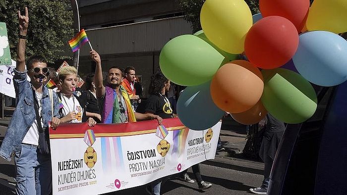 A gay pride march in Podgorica in 2017. Photo: euronews.com
