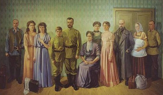 The Royal Martyrs, depicted in the basement of the Ipatiev House where they were slain. Photo: yandex.net