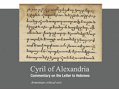Lost Patristic work of St. Cyril of Alexandria discovered and published in Armenia