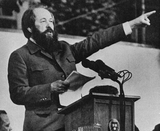 Russian Orthodox writer Alexander Solzhenitsyn. He warned the West, here at the Harvard University Commencement in 1978, of the danger of forgetting God and His Creation.