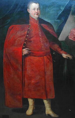Konstanty Wasyl Ostrogski, one of the great champions of Orthodoxy in Poland-Lithuania depicted in extremely Polonized dress. His fathers’ depictions also show the strong influence of Sarmatianism.