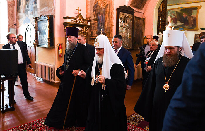Во время визита в Торжок Святейшего Патриарха Московского и всея Руси Кирилла, 21 июля 2019 г.