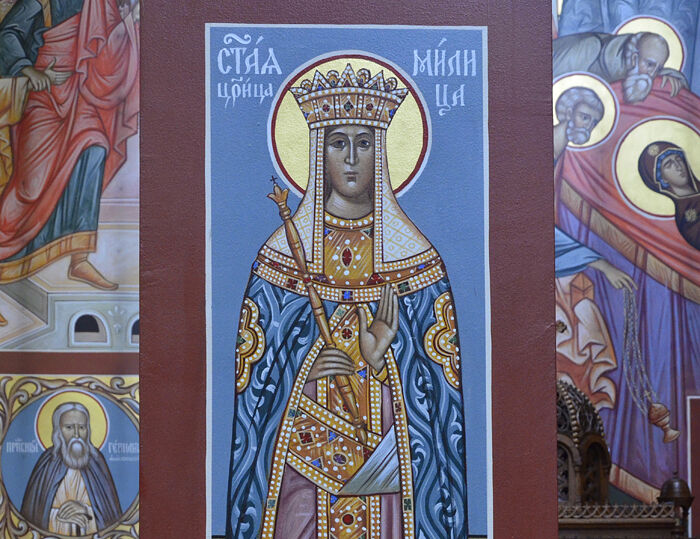 Фреска в храме Покрова Пресвятой Богородицы в сербском монастыре Новая Грачаница, США