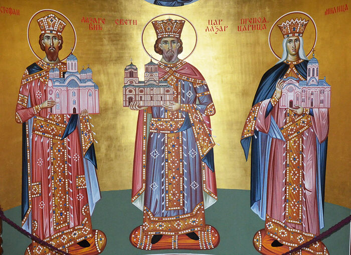 Св. вмч. Лазарь, св. Милица и св. Стефан Высокий. Крушевац