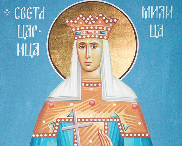 Святая царица Милица. Современная фреска в монастыре Шудикова. Черногория