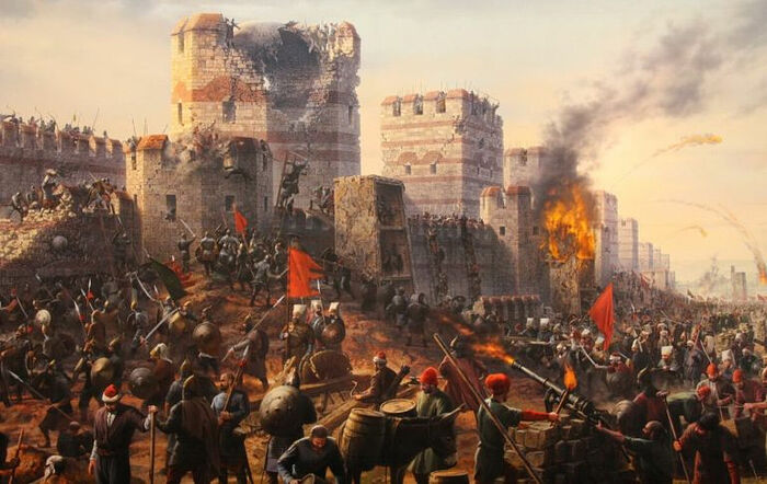 The capture of Constantinople by the Ottomans.