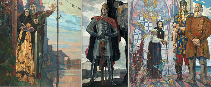Александр Невский, триптих, 1942-1943 гг., работы Павла Корина (1892-1967)