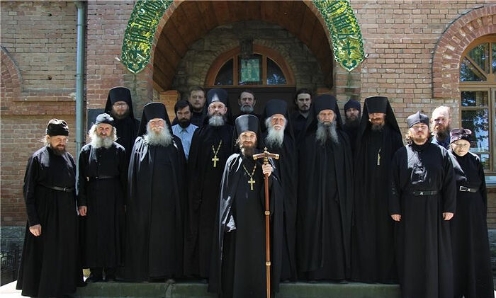 The brethren of the monastery with Abbot Clement