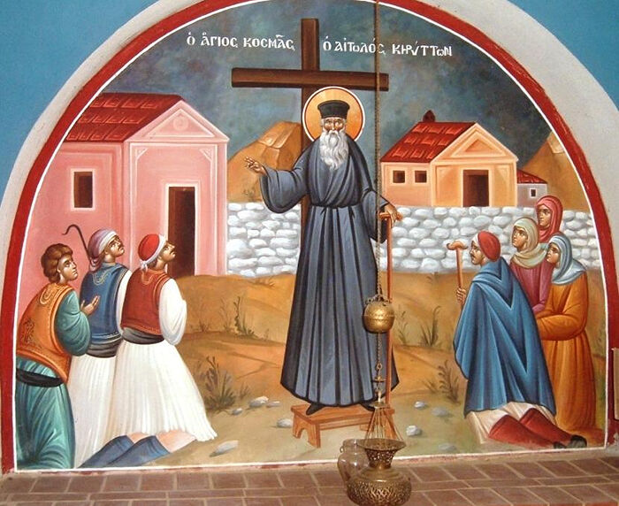 St. Cosmas of Aitolia preaching to the people. Photo: Mystagogy.