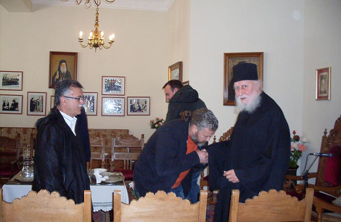 Blessing pilgrims to the monastery, 2018