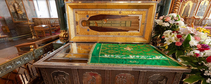 The relics of St. Seraphim of Sarov in Holy Trinity Cathedral