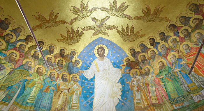 Алтарная фреска Новомучеников и Исповедников нового собора Сретенского монастыря