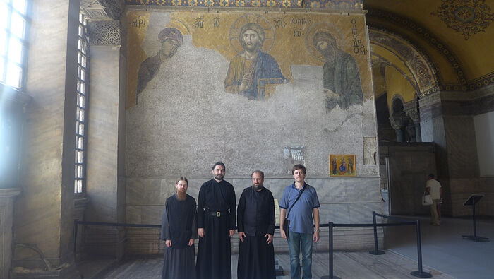At St. Sophia’s Cathedral with Dr. V.A. Permyakov and the monastics studying the history of Byzantium at the Holy Trinity Seminary. 2015.
