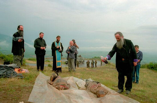 Kosovo. Metropolitan Amfilohije burying his spiritual children.