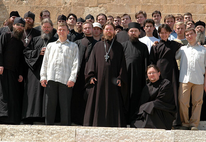 Архимандрит Тихон с братией Сретенского монастыря и студентами СДС на Святой Земле