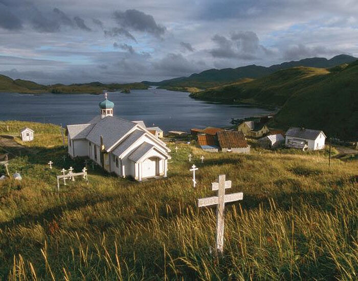 The Church of St. Nicholas on the Western Aleutian island of Atka, Alaska