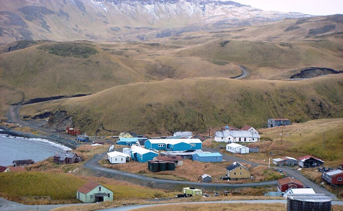 The Church of St. Nicholas on the island of Atka, Western Aleutian Islands, Alaska