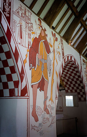 Одна из фресок в реконструированной церкви Св. Тейло в музее Сент-Фаганс, Кардифф (источник - Museum.wales_stfagans)