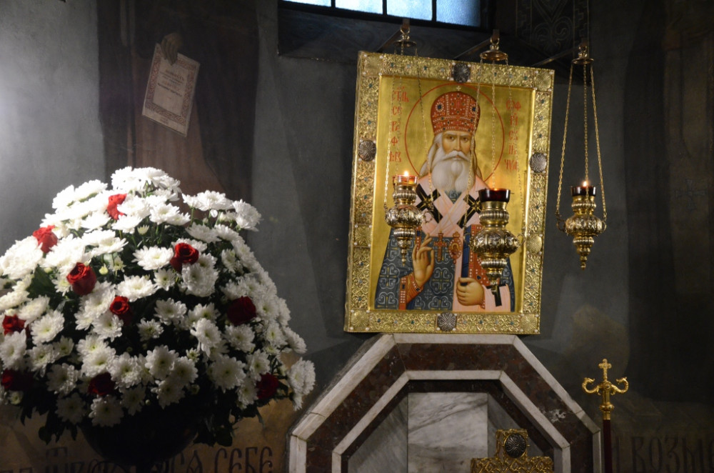 Εικόνα του Αγίου Σεραφείμ (Σόμπολεφ) στην κρύπτη του Ι. Ναού