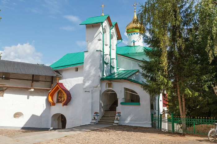 Pskov Caves Monastery. Gate Church of St.Nicholas the Gatekeeper