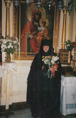 Mother Moisseiaon the day of her elevation to the rank of abbess. The Mt. of Olives, 1997