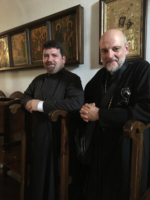 Отец Серафим Ган и Н.Гансон на Святой Земле в мае 2019 года