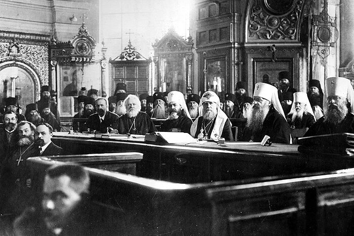 Заседание поместного собора в Московском епархиальном доме. 1917 год. Фото: wikipedia.org