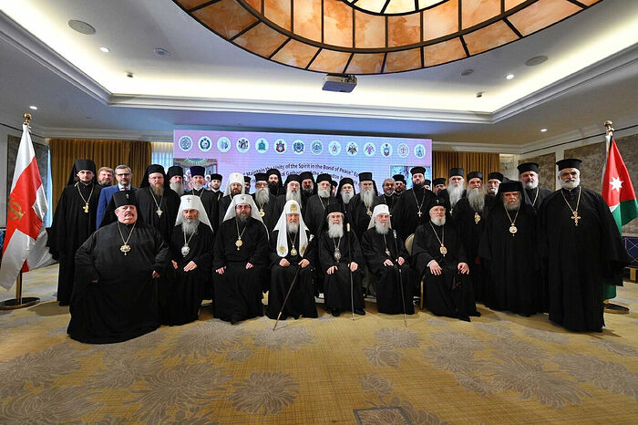 Участники братской встречи предстоятелей и представителей поместных Православных Церквей в Аммане, 2020 г.