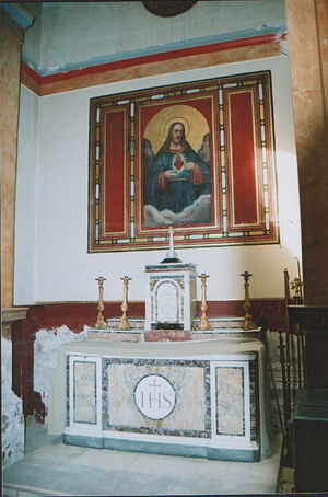 A side-chapel altar in the RC Church of Sts. Mary and Everilda in Everingham, East Riding of Yorkshire