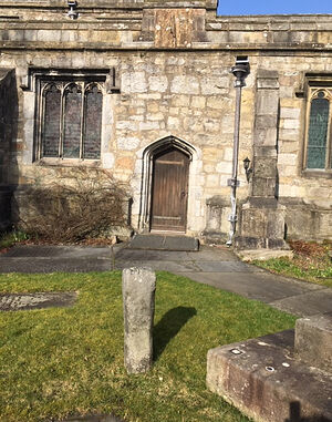 Cross shaft in the churchyard of St. Alkelda_s Church in Giggleswick, N. Yorkshire (kindly provided by Kathleen Kinder)