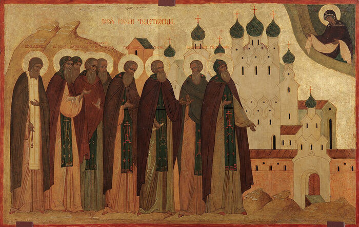 Οι Όσιοι Θαυματουργοί πασών των Ρωσιών. Εικόνα από τον ναό του Προφήτη Ηλία.