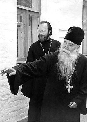 Fr. Sergey Orlov and Fr. Valerian Krechetov in Akulovo, 1974.