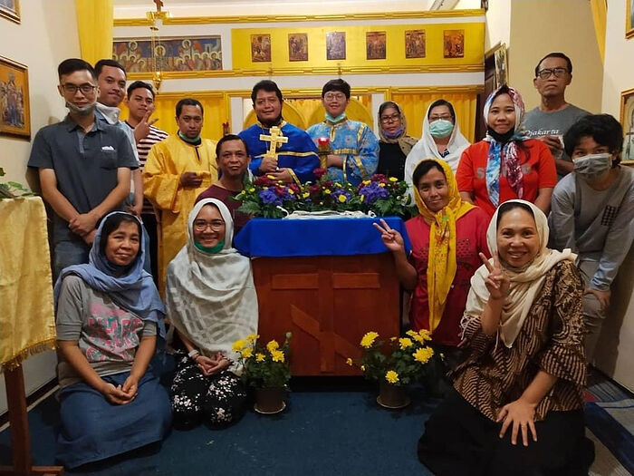Parishioners of the Church of holy Equal-to-the-Apostles Cosmas of Aetolia in Malang