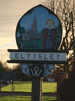 Depiction of St. Pandonia on the Eltisley village sign, Cambs (provided by Nichola Donald)