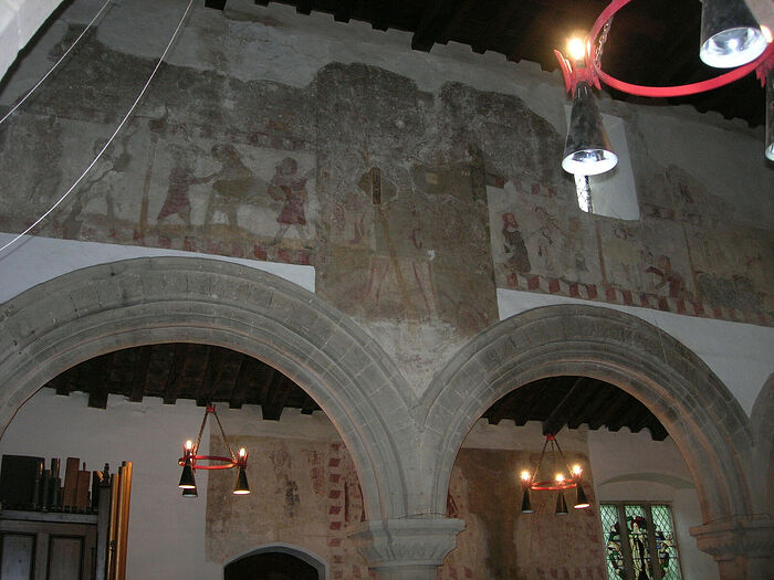 Medieval wall paintings inside St. Pega's Church in Peakirk, Cambs (kindly provided by Dr. Avril Lumley-Prior)