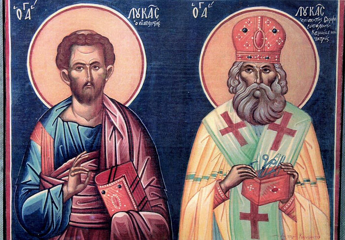 Sts. Luke the Evangelist and Luke of Simferopol, two of the Church's many healer saints. Photo: full-of-grace-and-truth.blogspot.com