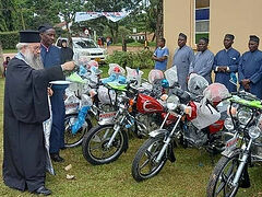 Priests of Tanzanian Diocese given motorcycles to visit 100s of parishes