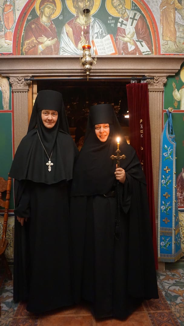 On the day of her tonsure, with Abbess Ksenia of the Kazan-St. Tryphon Hermitage
