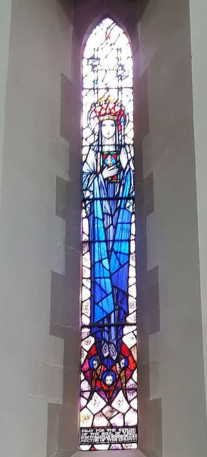 St. Osburga's stained glass window at the Lady Chapel of St. Osburg's RC Church in Coventry. Photo provided by Fr. Pontius Bandua